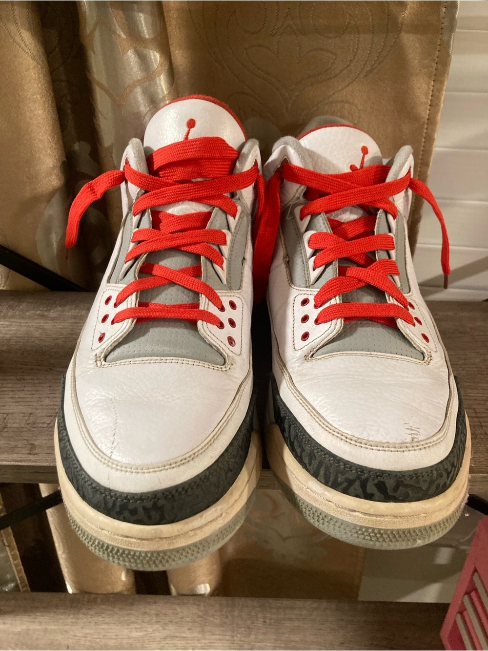 Jordan Retro 3 Fire Red and White Sneakers men size 13